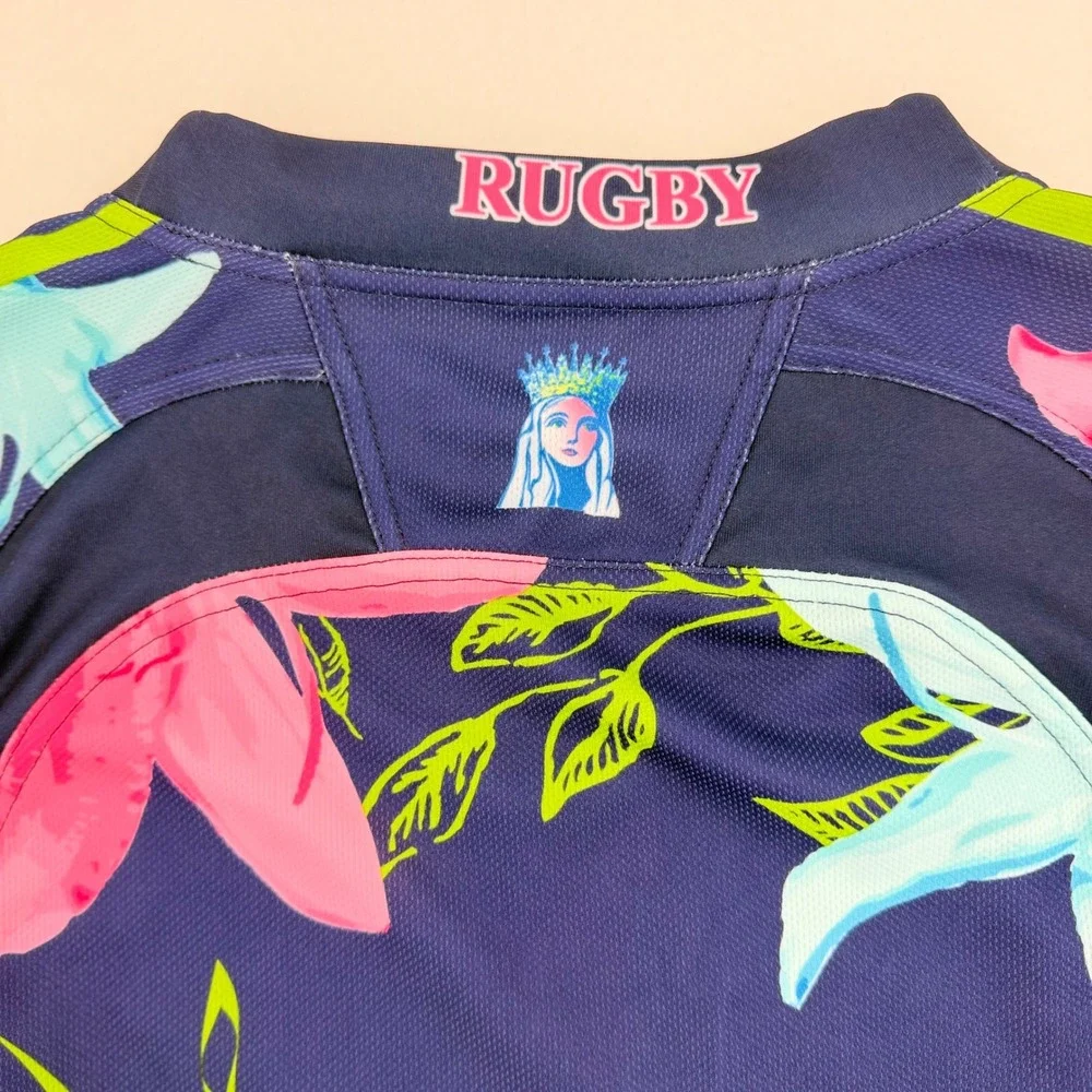 Adidas Stade Francais Paris Rugby Jersey Mens L Floral Lightning Lily France